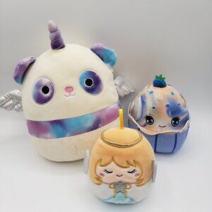 Squishmallow Lot of 3 Pandacorn - Blueberry Muffin -  Nicky the Angel Ornament